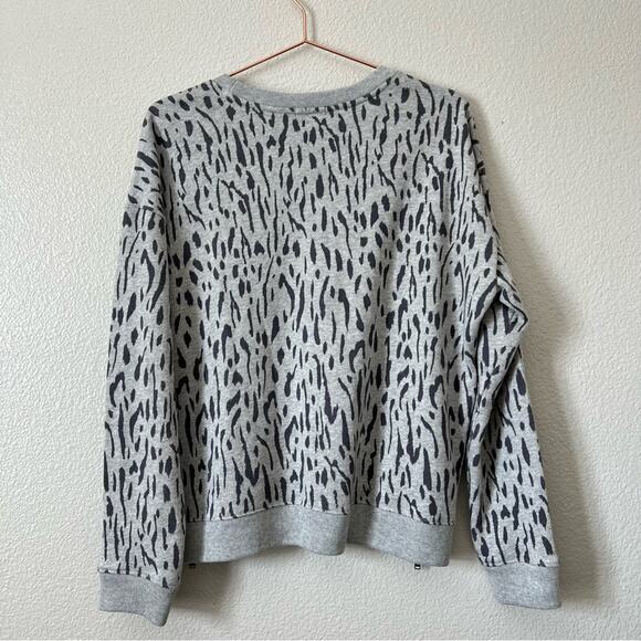 Rails Marlo Sweatshirt Grey Abstract Cheetah Print Exposed Zippers - Picture 5 of 8